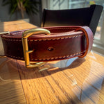 Heavy-duty 1.5-inch Hermann Oak leather working dog collar