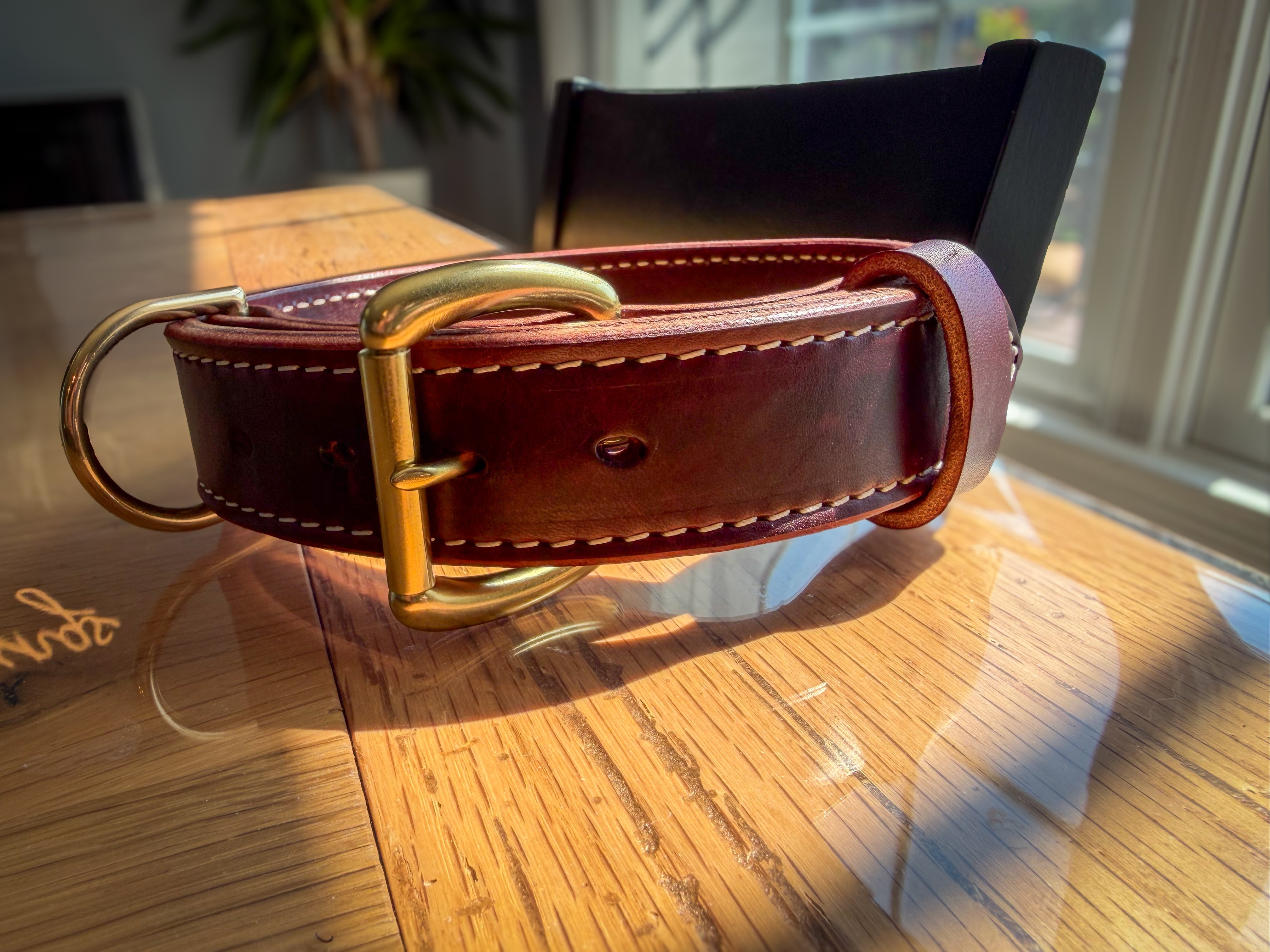Heavy-duty 1.5-inch Hermann Oak leather working dog collar