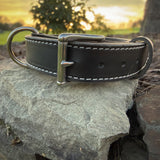Heavy-duty 1.5-inch Hermann Oak leather working dog collar