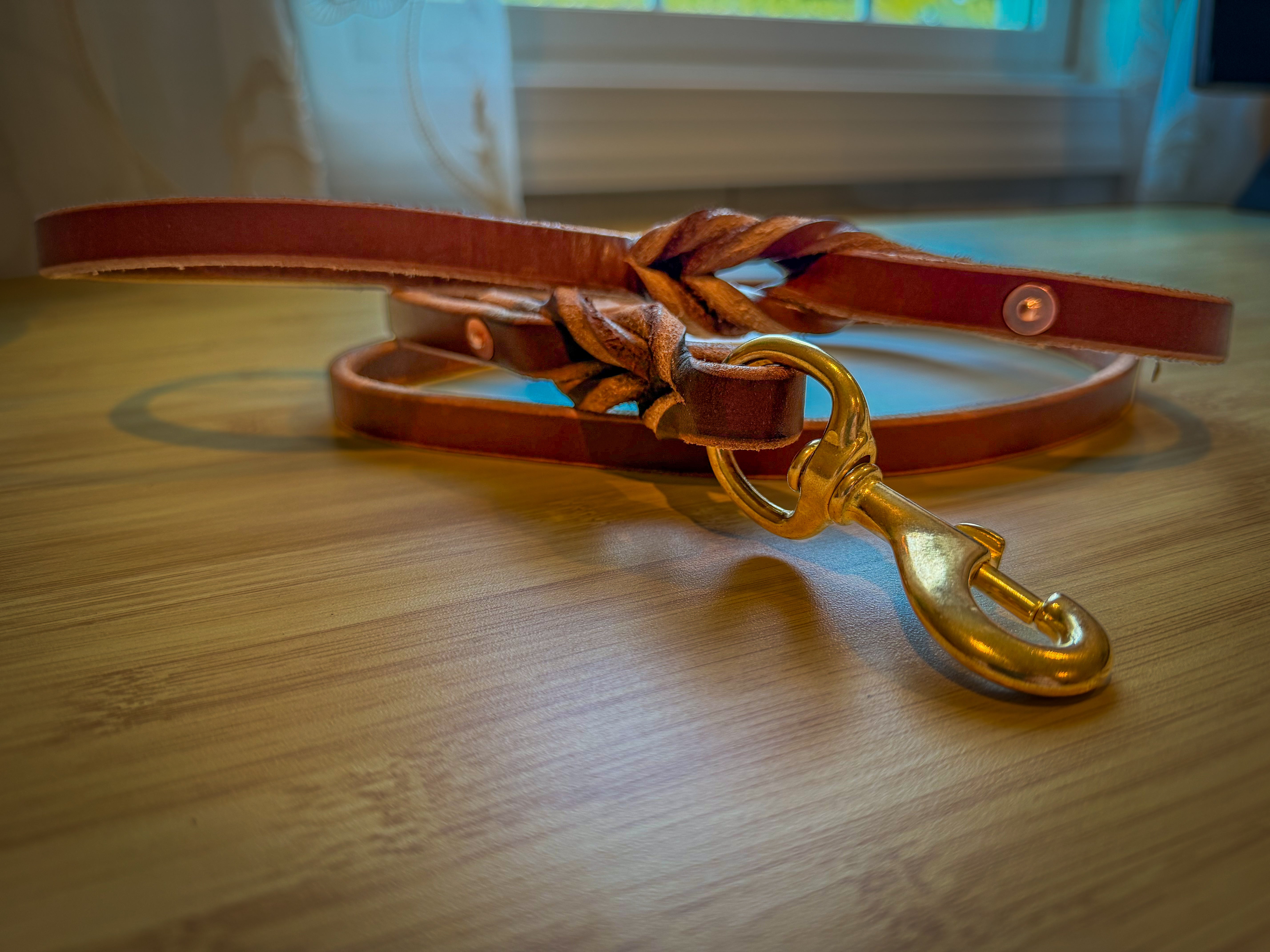 Braided Hermann Oak leather working dog lead