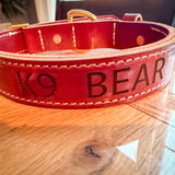 Heavy-duty 1.5-inch Hermann Oak leather working dog collar