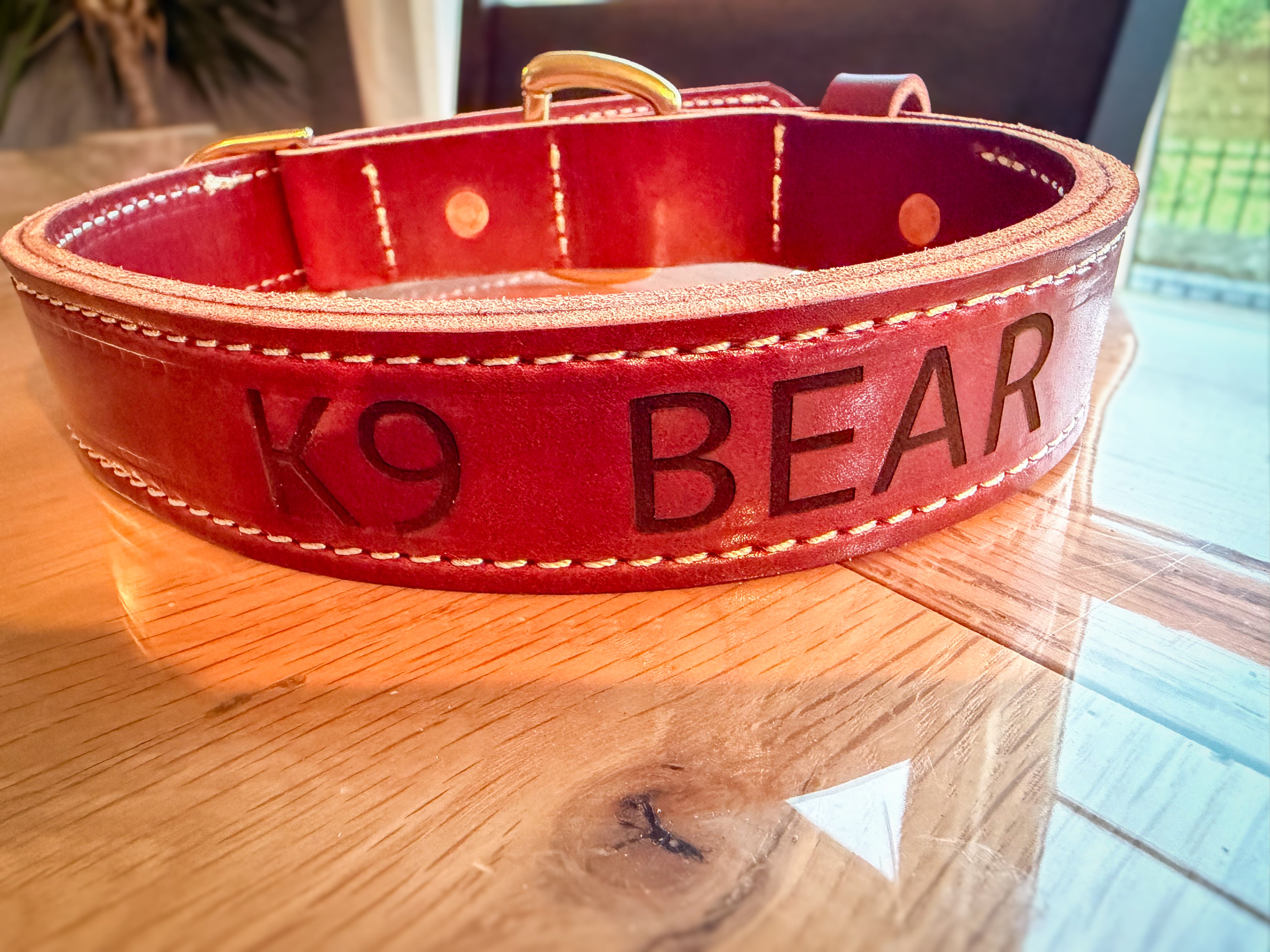 Heavy-duty 1.5-inch Hermann Oak leather working dog collar