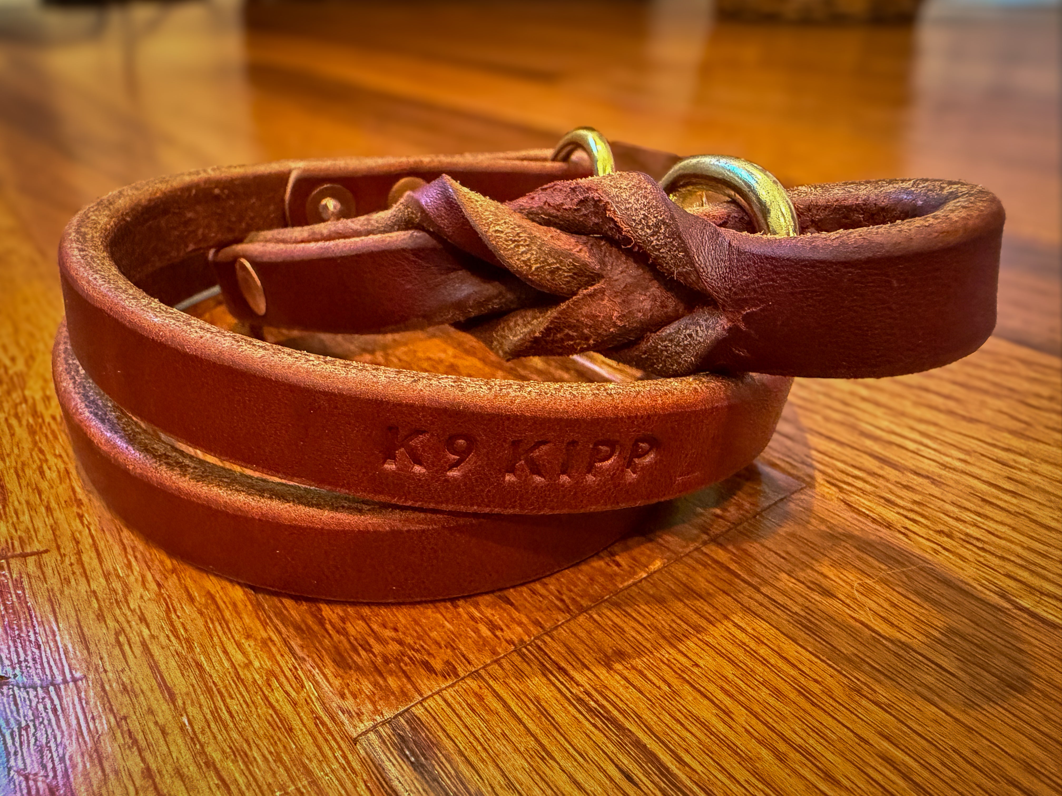 Braided Hermann Oak leather working dog lead
