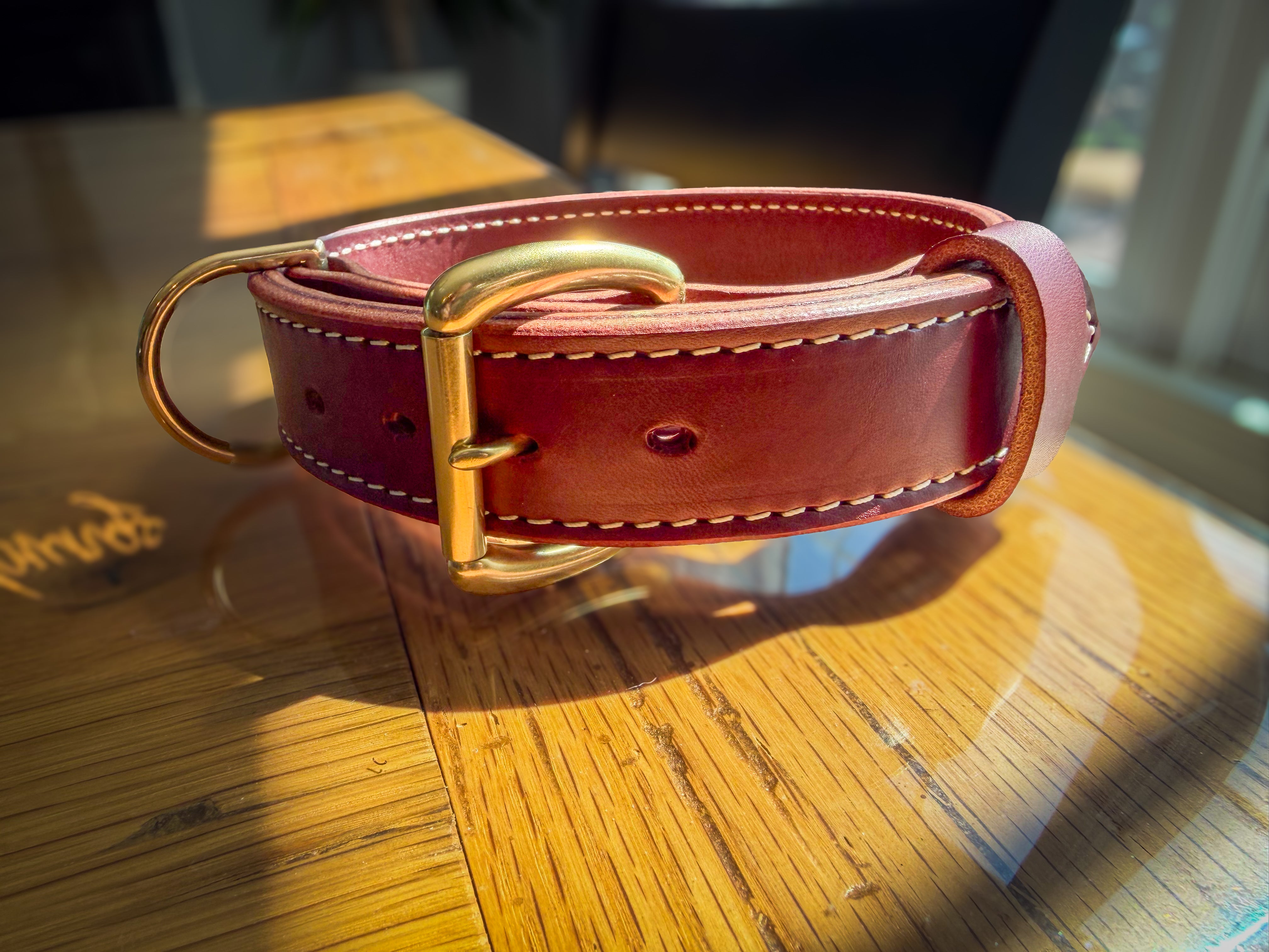 Heavy-duty 1.5-inch Hermann Oak leather working dog collar