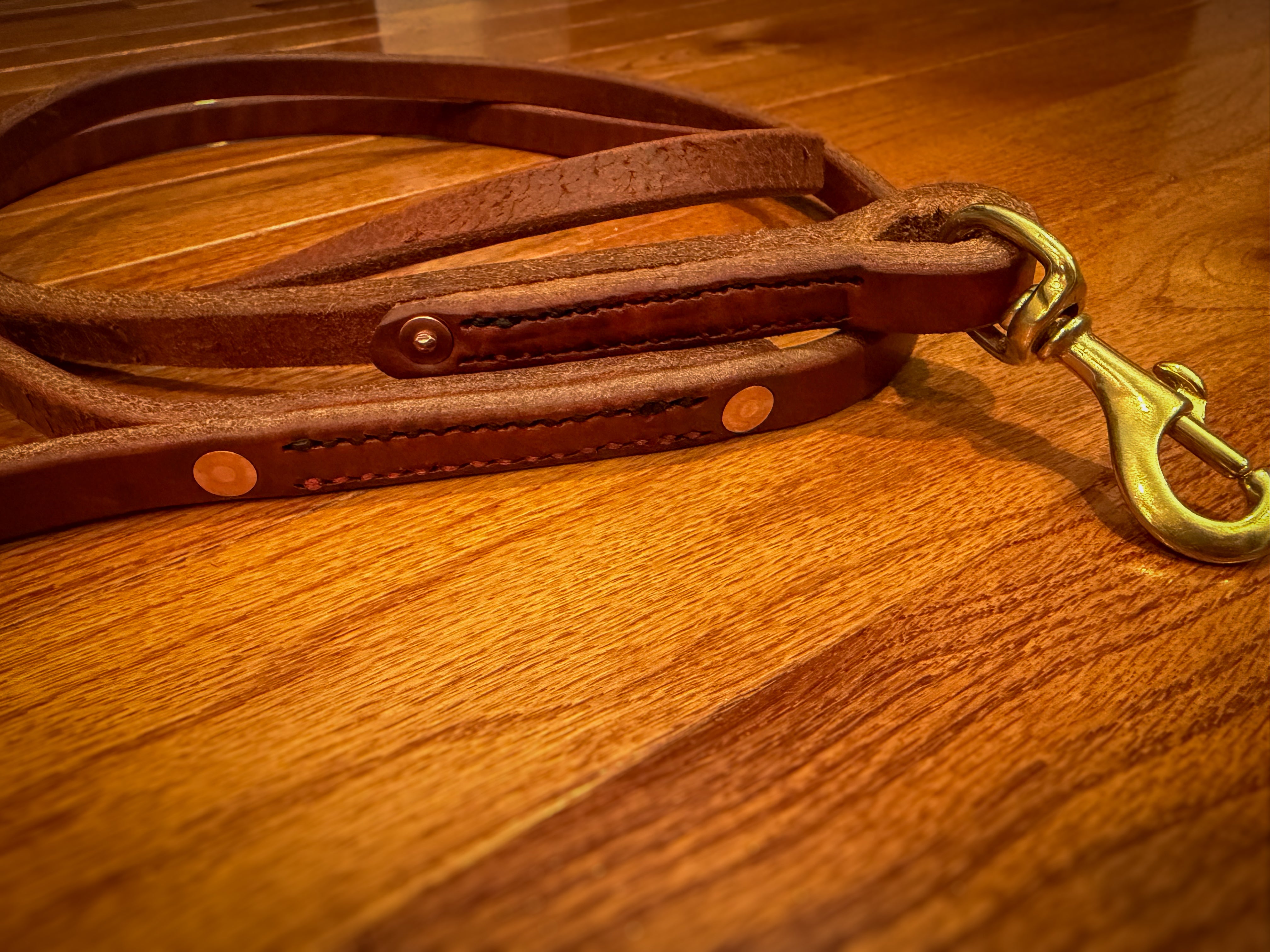 Hermann Oak leather working dog lead with handle