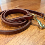Hermann Oak leather working dog lead with tail ring