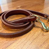 Hermann Oak leather working dog lead with tail ring