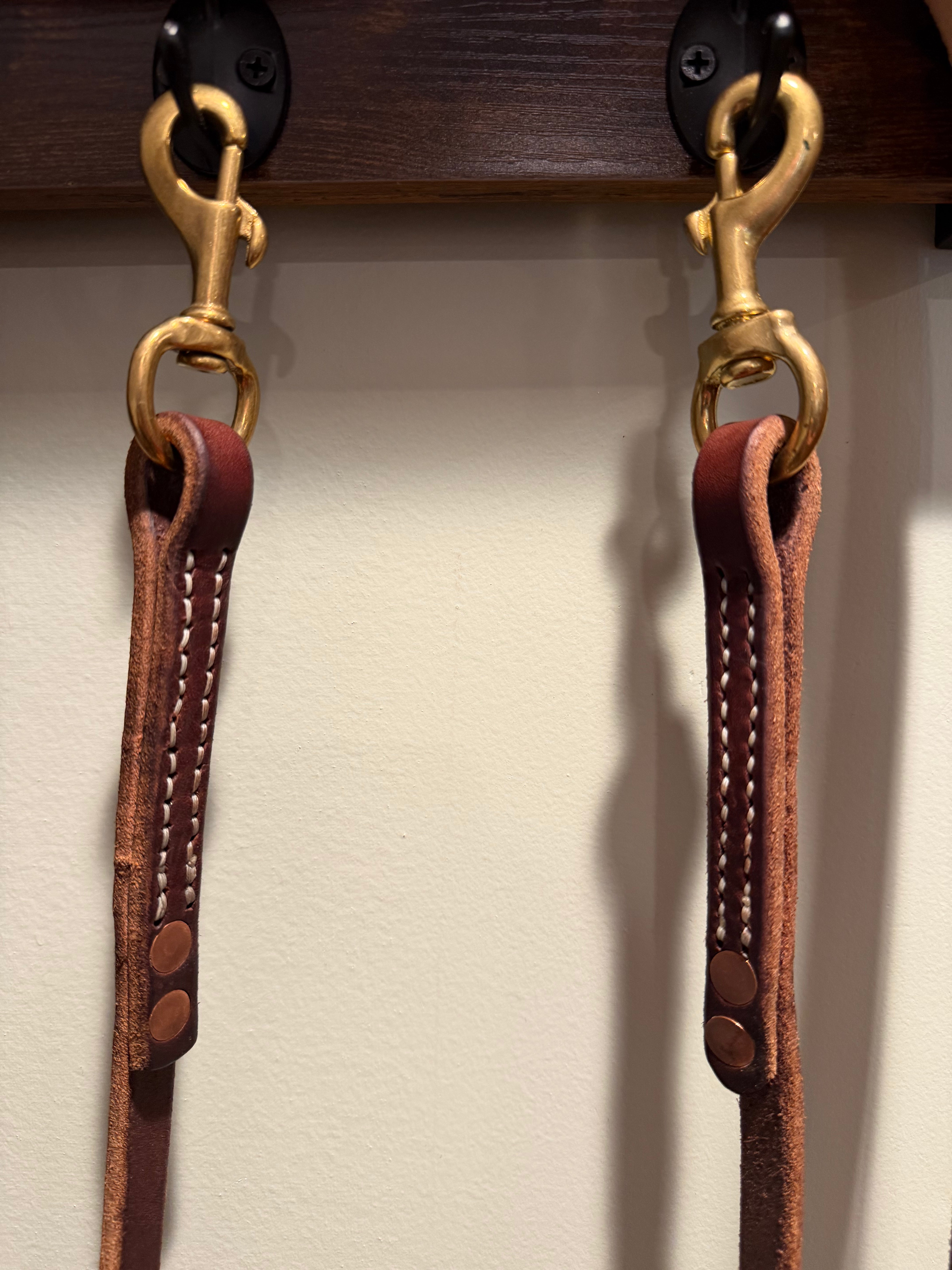 Dual-snap Hermann Oak leather working dog lead