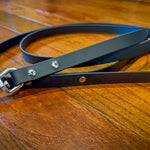 Black BioThane leash with snap clasp and replaceable Chicago screw hardware