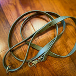 Olive BioThane leash showing hand loop and optional floating ring