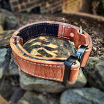 COBRA leather working dog collar showing adjustable hardware and reinforced construction