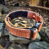 COBRA leather working dog collar showing adjustable hardware and reinforced construction