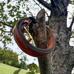 The Young Brand EDC Belt full-grain leather field photo on a tree