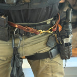 The Braided Working Lead worn by a working K9 handler in field gear